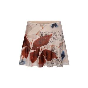 Tiger Mist Beige and Rust Floral Skater Skirt